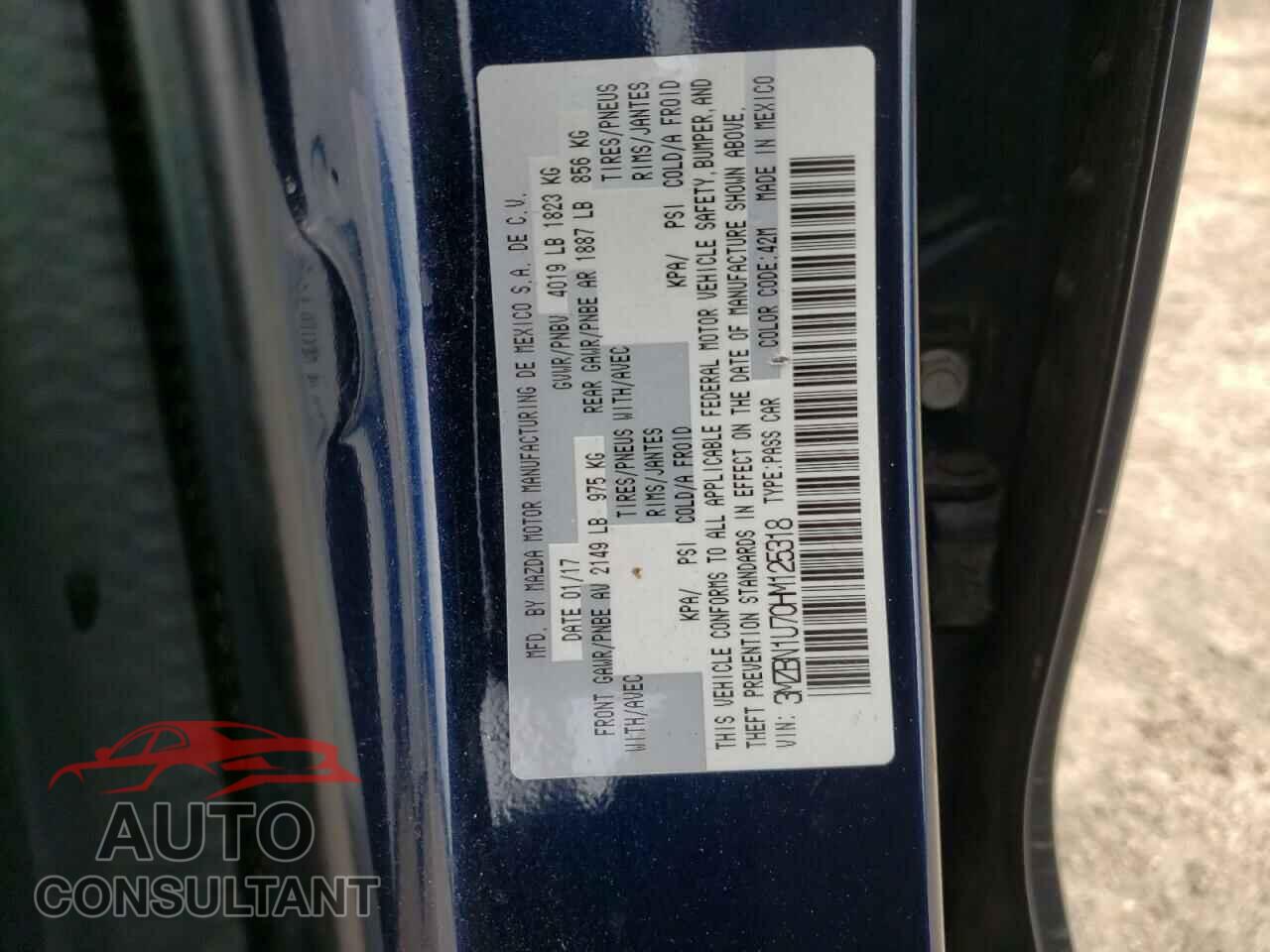 MAZDA 3 2017 - 3MZBN1U70HM125318
