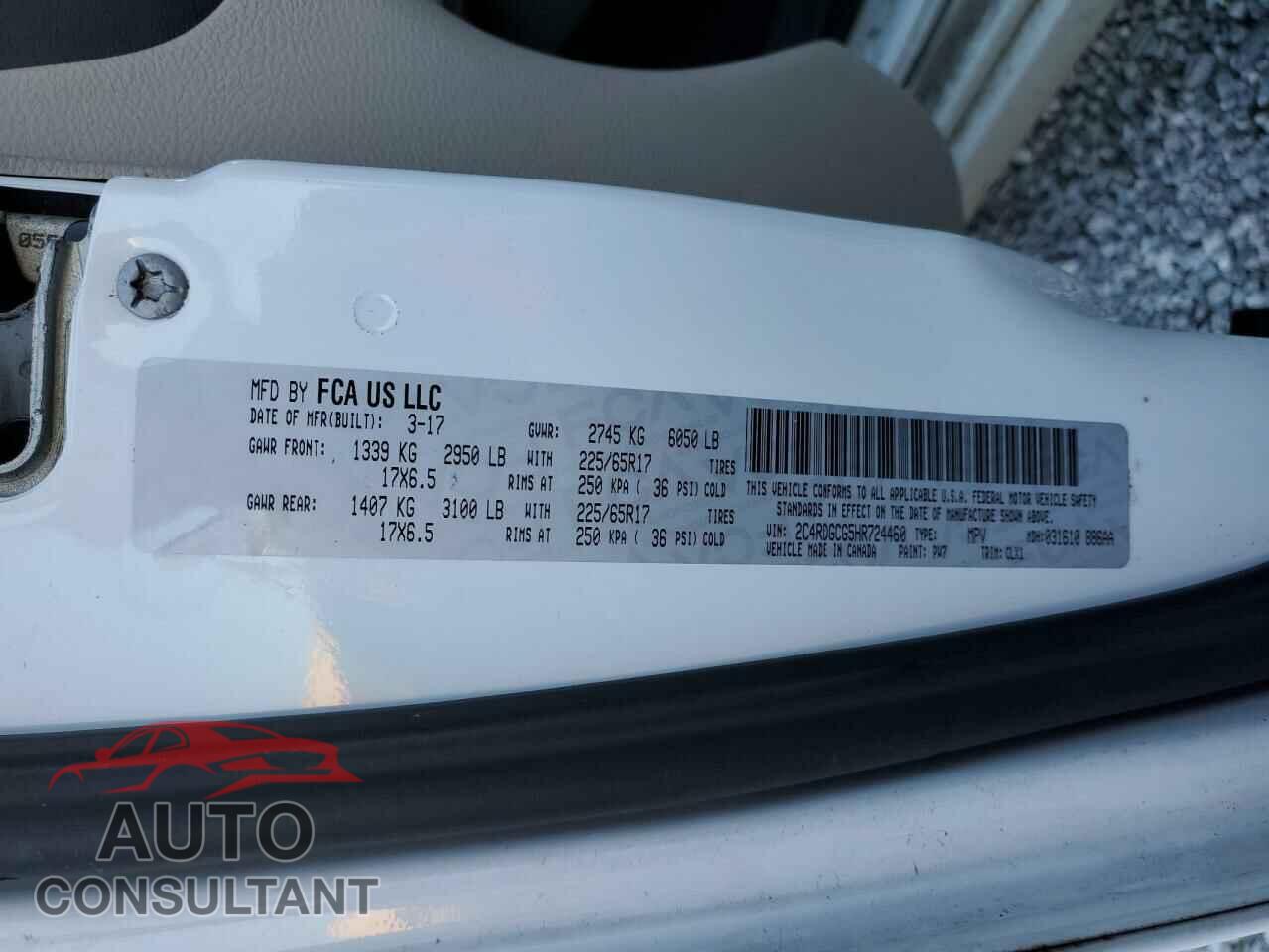 DODGE CARAVAN 2017 - 2C4RDGCG5HR724460