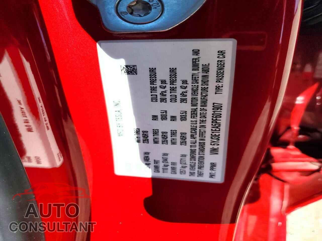 TESLA MODEL 3 2023 - 5YJ3E1EA5PF601907
