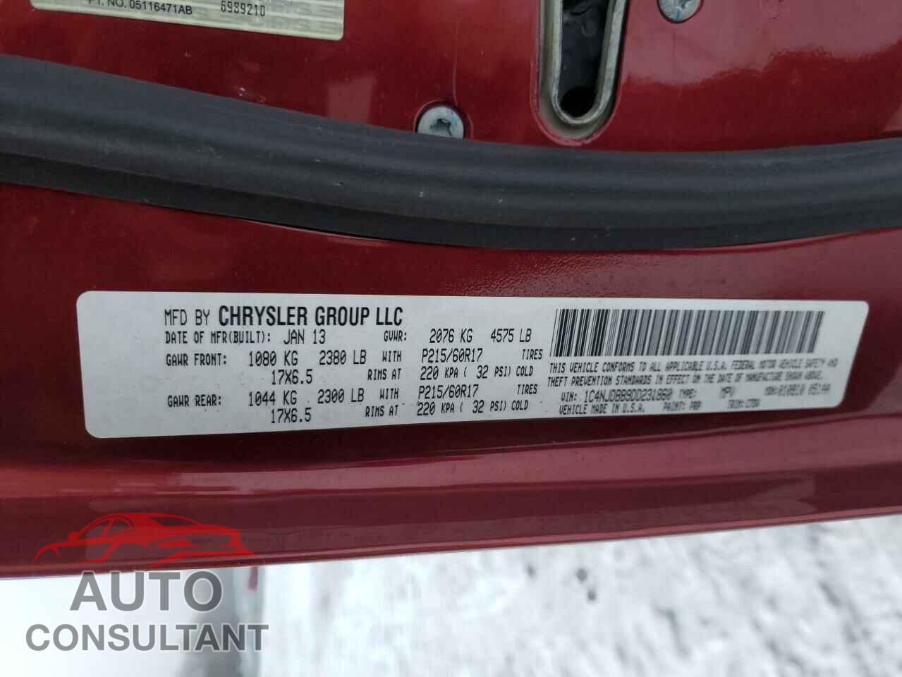 JEEP COMPASS 2013 - 1C4NJDBB9DD231860