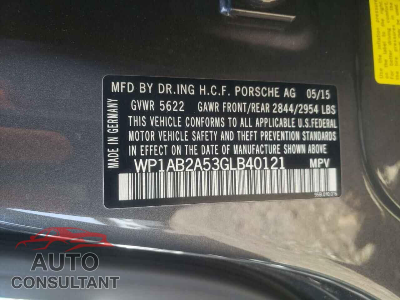 PORSCHE MACAN 2016 - WP1AB2A53GLB40121