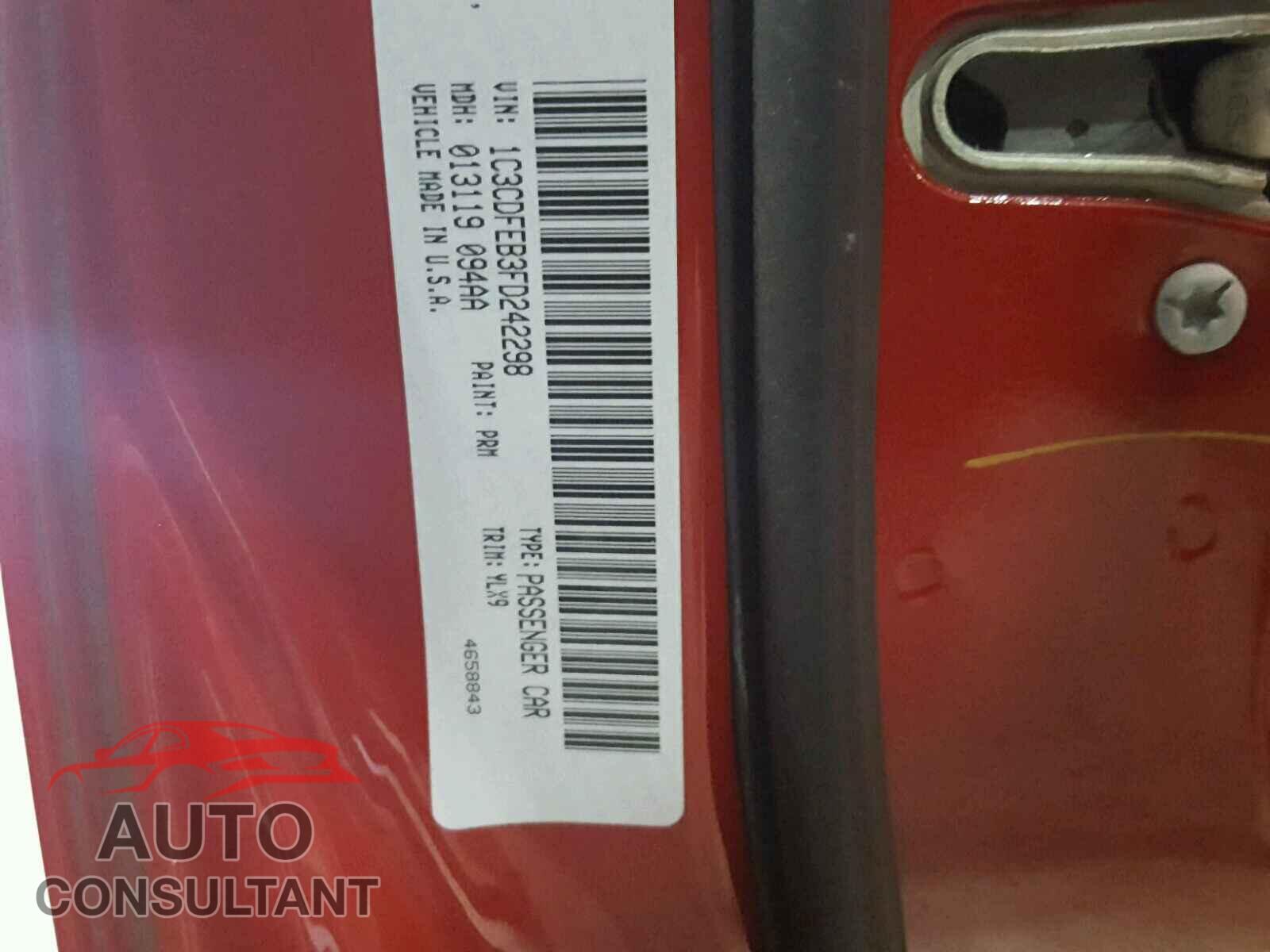 DODGE DART 2015 - 1C3CDFEB3FD242298