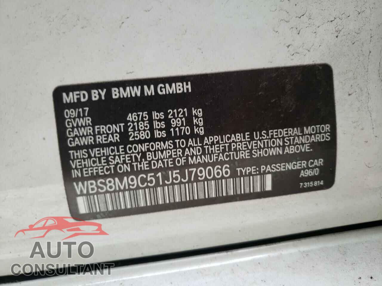 BMW M3 2018 - WBS8M9C51J5J79066