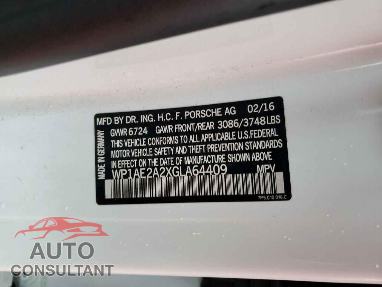 PORSCHE CAYENNE 2016 - WP1AE2A2XGLA64409