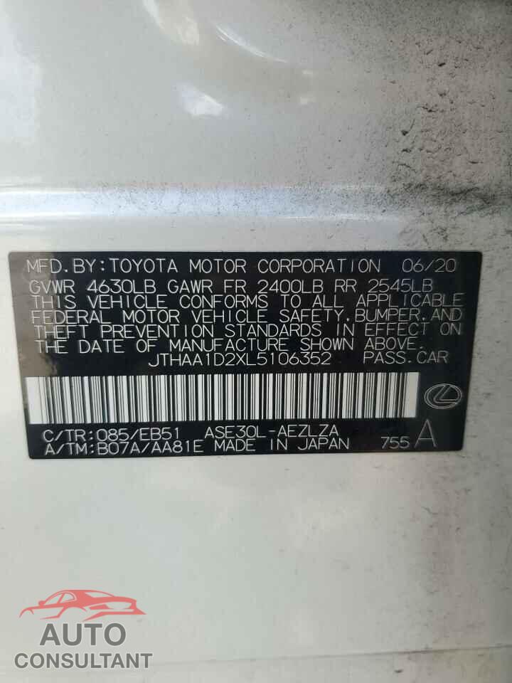 LEXUS IS 2020 - JTHAA1D2XL5106352