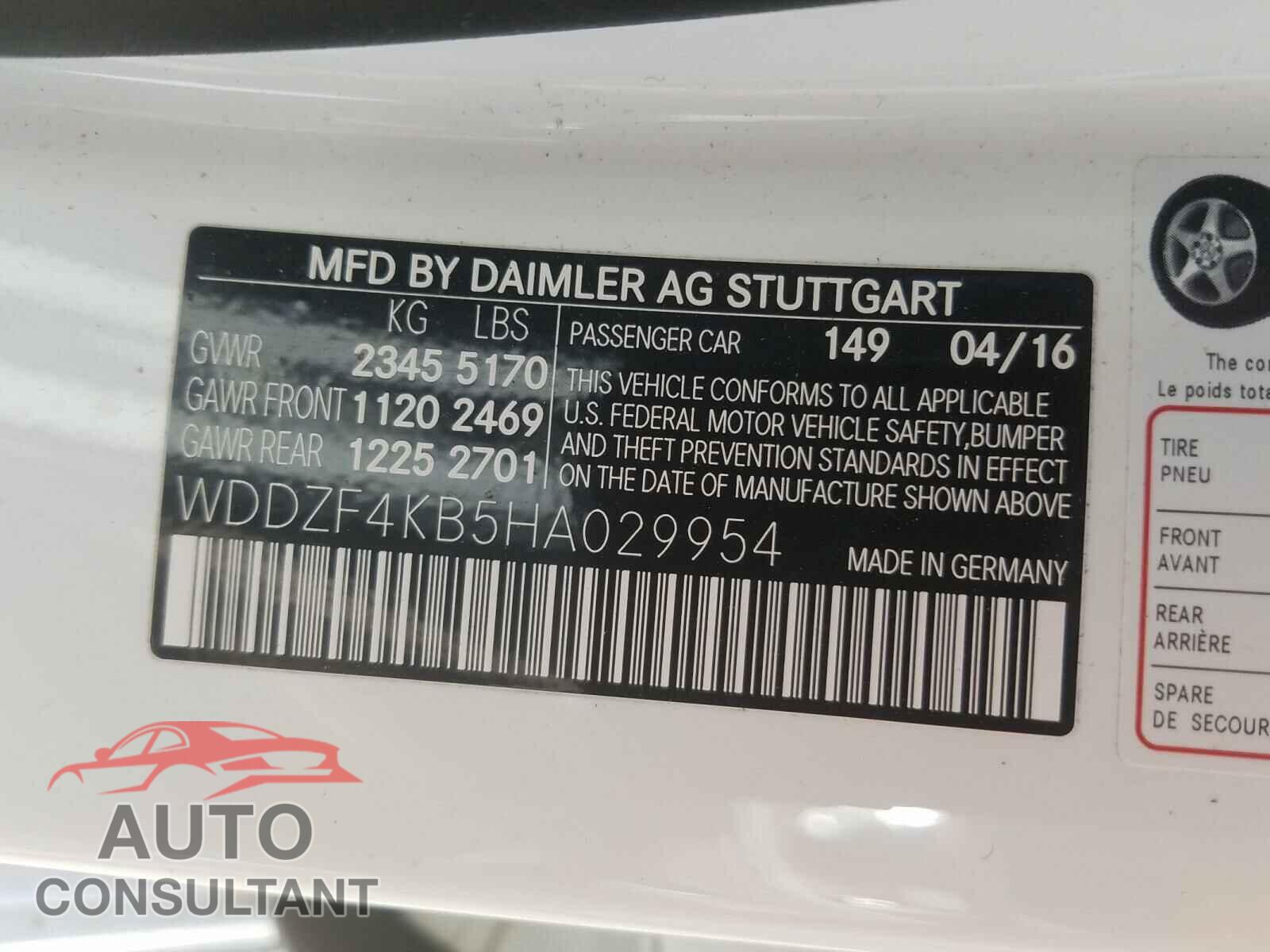 MERCEDES-BENZ E CLASS 2017 - WDDZF4KB5HA029954