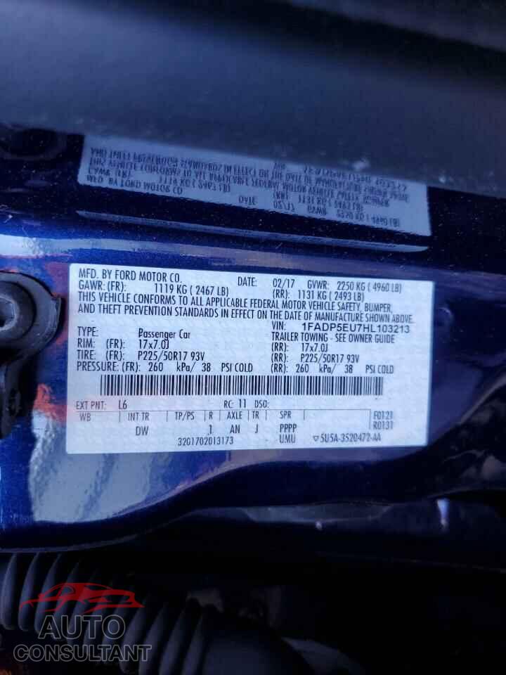 FORD CMAX 2017 - 1FADP5EU7HL103213