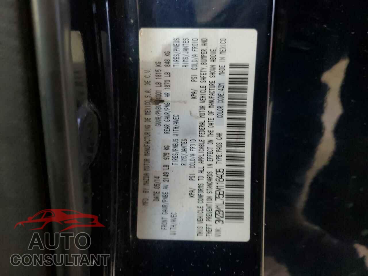 MAZDA 3 2014 - 3MZBM1L75EM116405