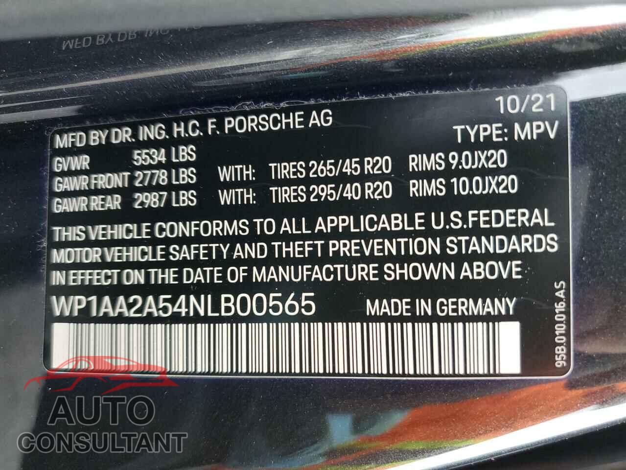 PORSCHE MACAN 2022 - WP1AA2A54NLB00565