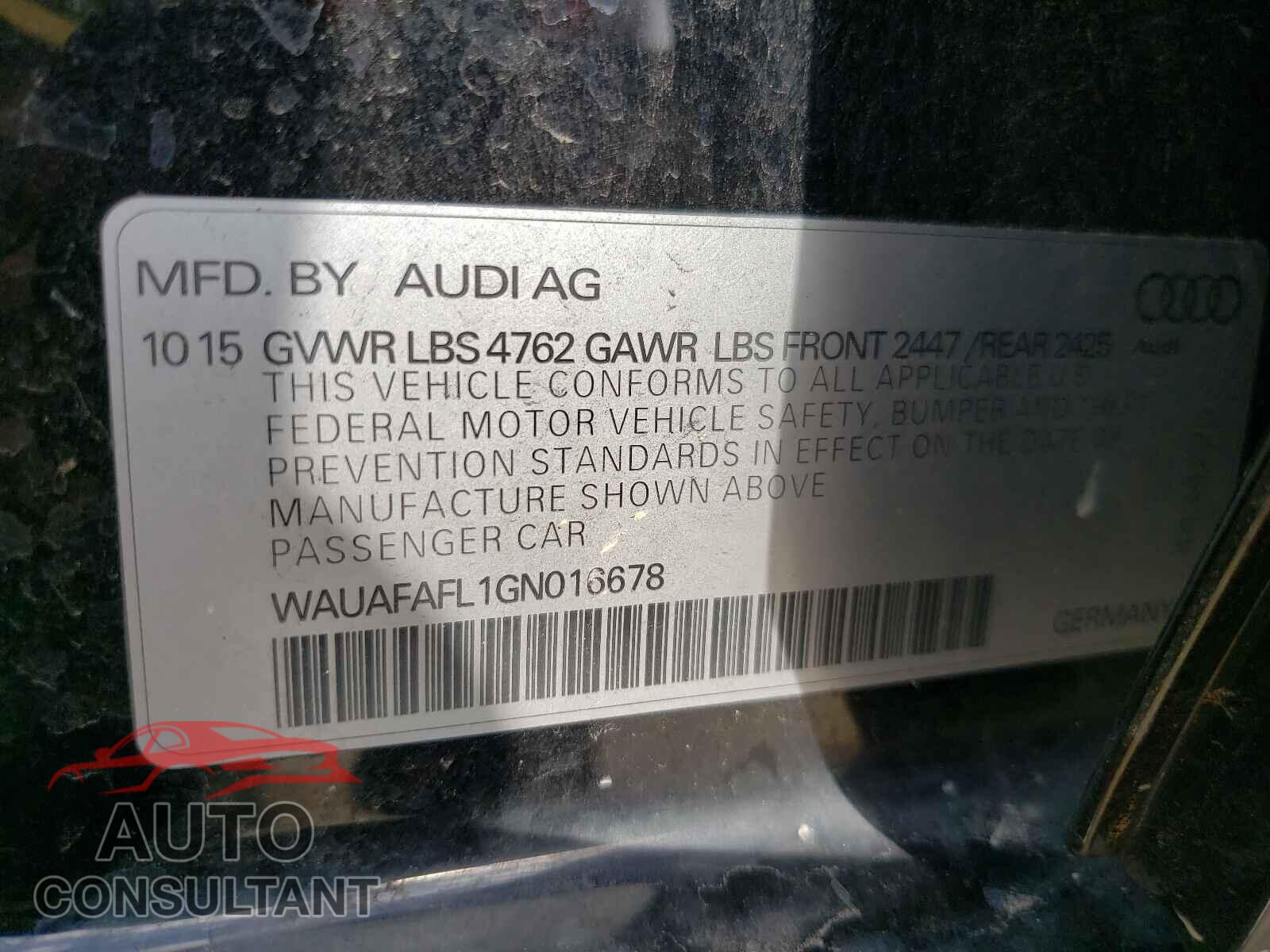AUDI A4 2016 - WAUAFAFL1GN016678