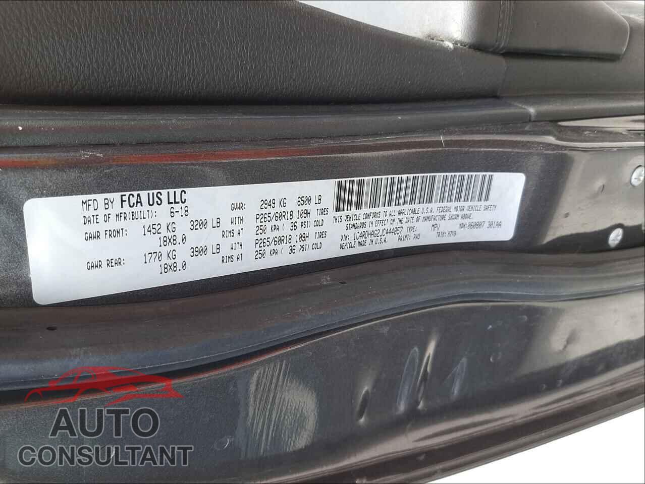DODGE DURANGO 2018 - 1C4RDHAG2JC444857
