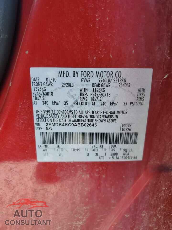 FORD EDGE 2010 - 2FMDK4KC9ABB02645