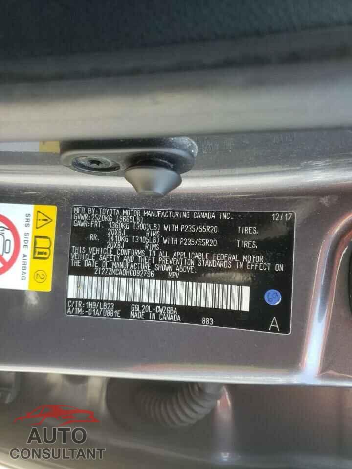 LEXUS RX350 2017 - 2T2ZZMCA0HC092796
