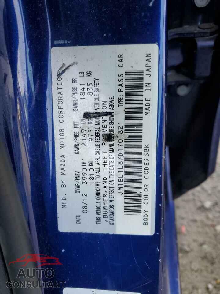 MAZDA 3 2013 - JM1BL1L87D1708821