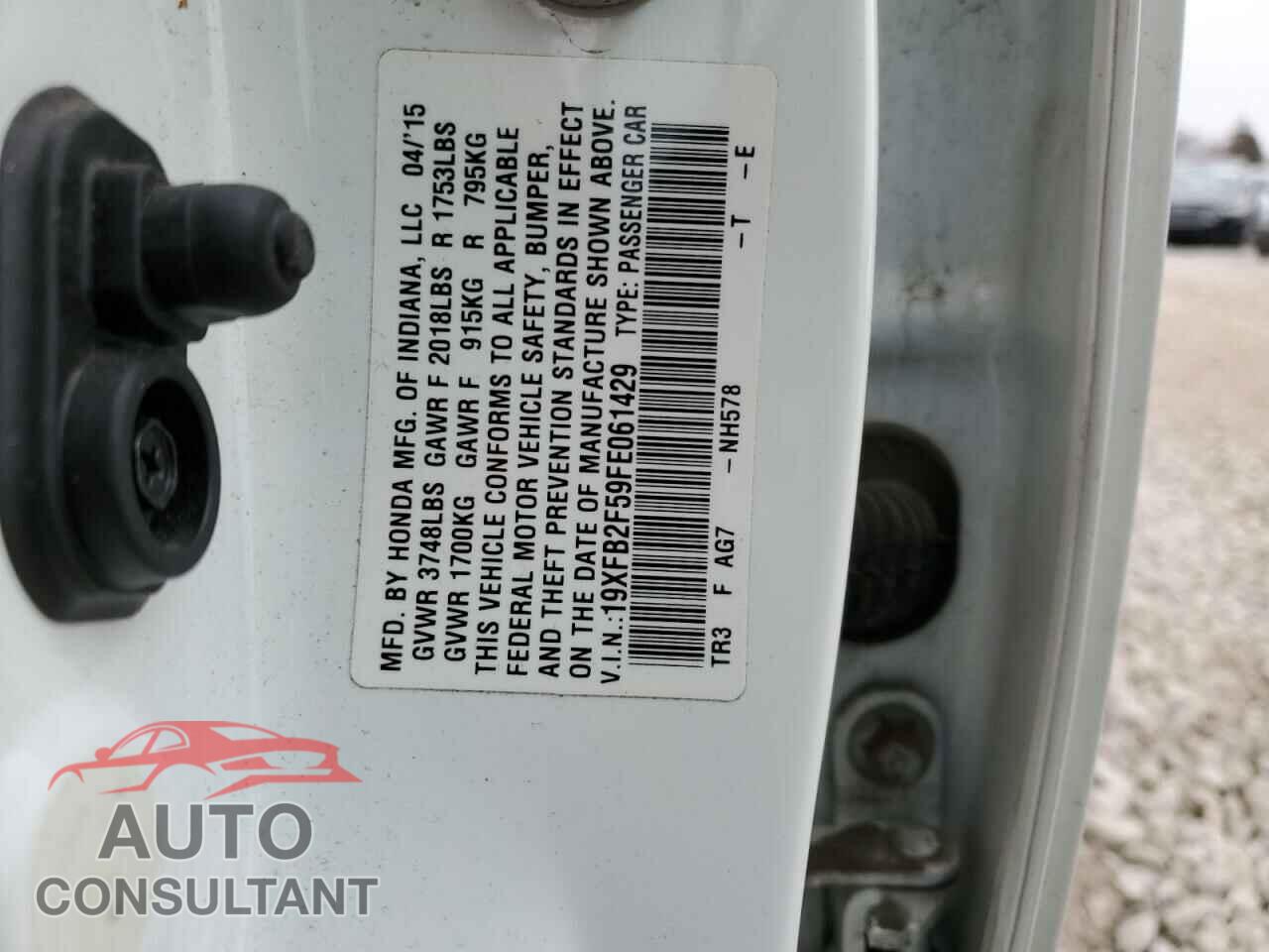 HONDA CIVIC 2015 - 19XFB2F59FE061429