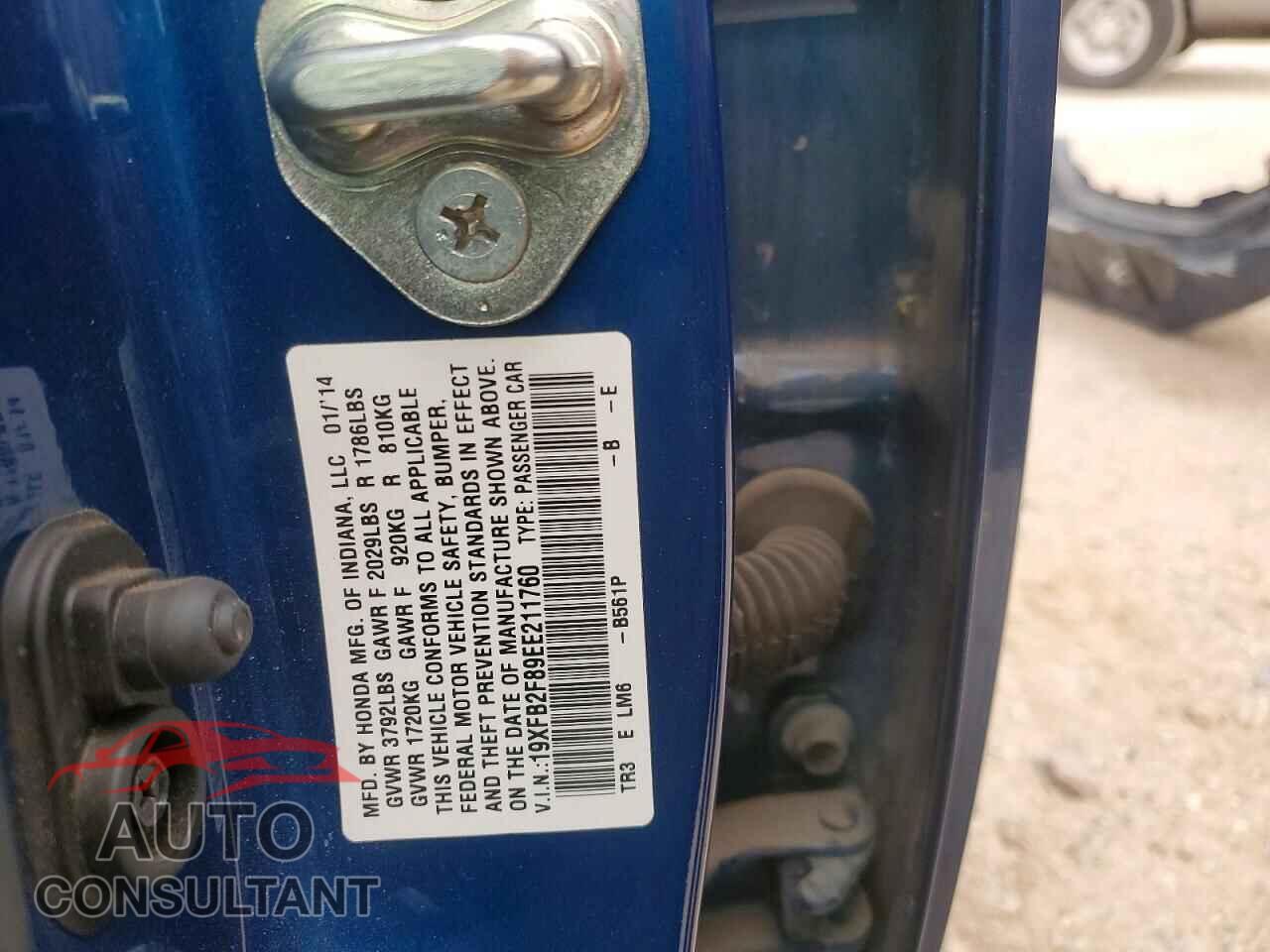 HONDA CIVIC 2014 - 19XFB2F89EE211760