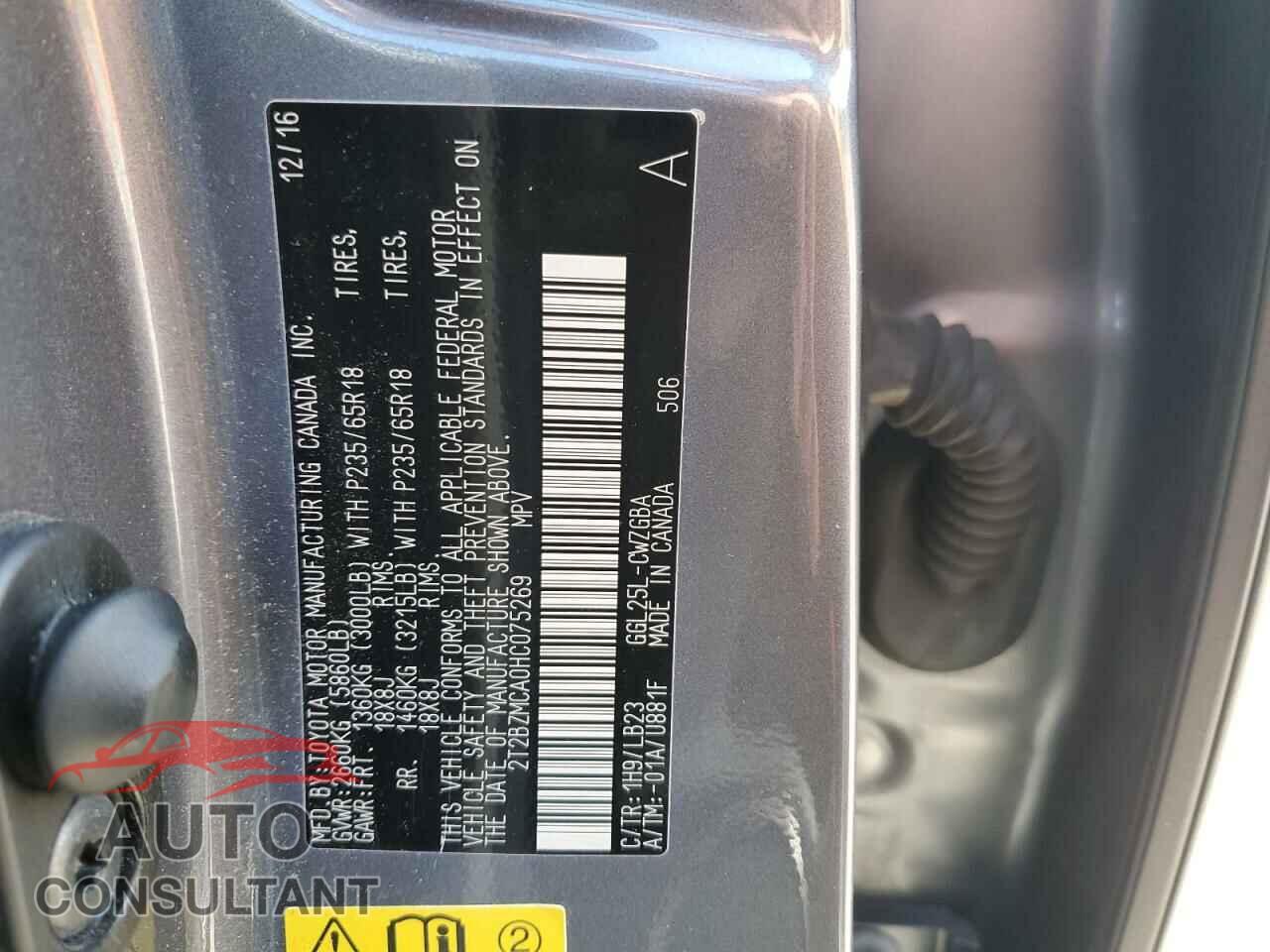 LEXUS RX350 2017 - 2T2BZMCA0HC075269