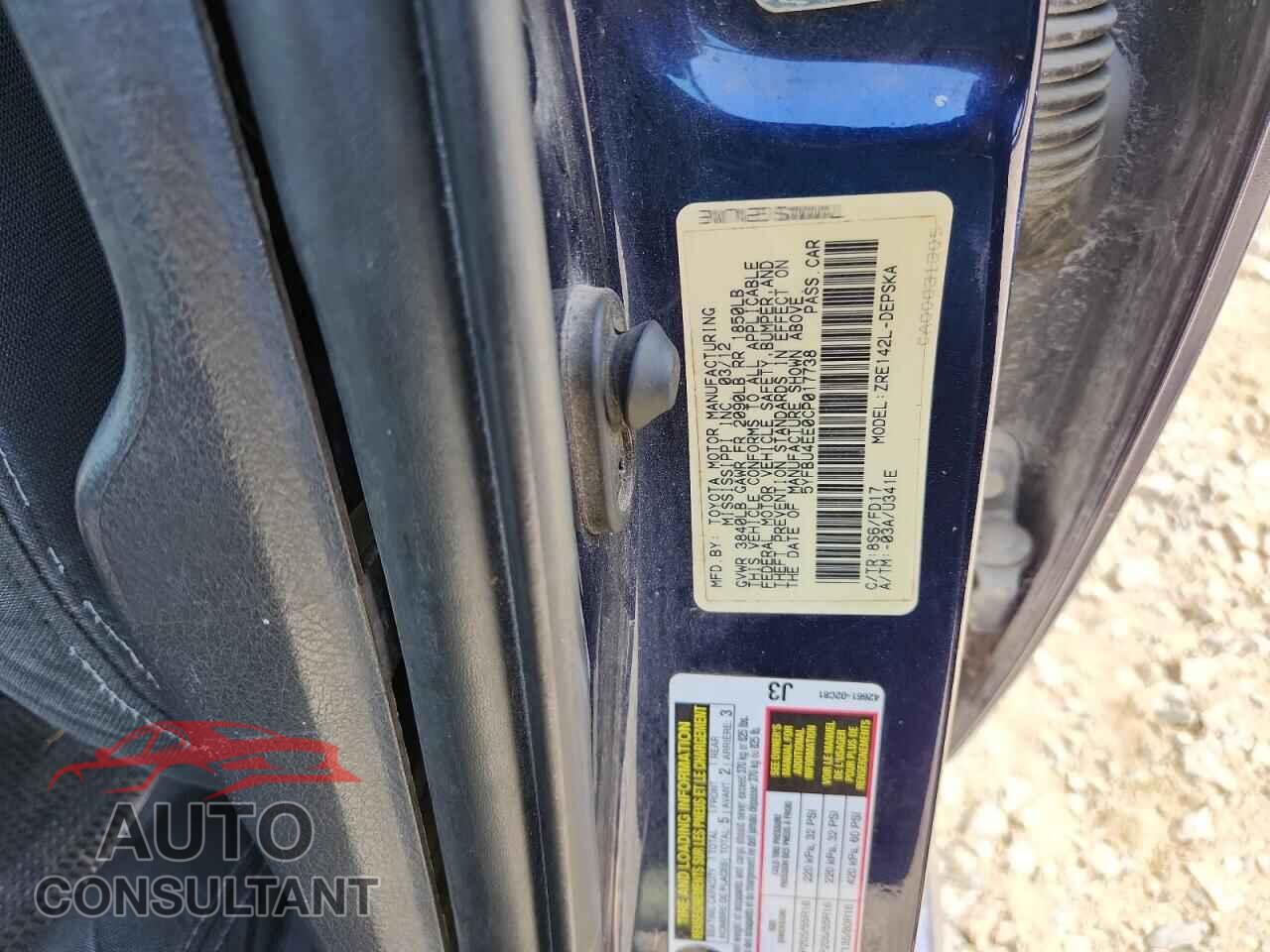 TOYOTA COROLLA 2012 - 5YFBU4EE0CP017738