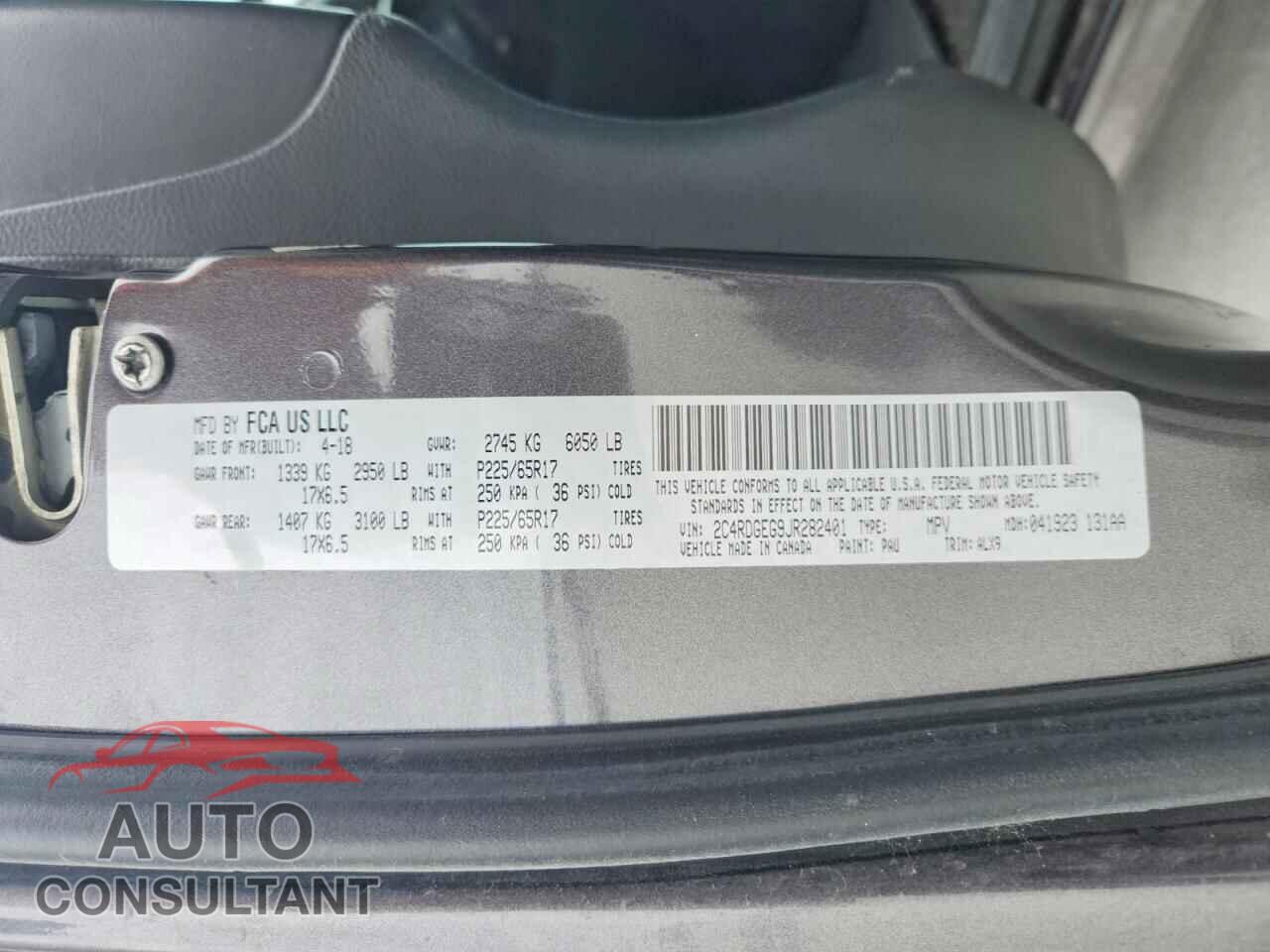 DODGE CARAVAN 2018 - 2C4RDGEG9JR282401