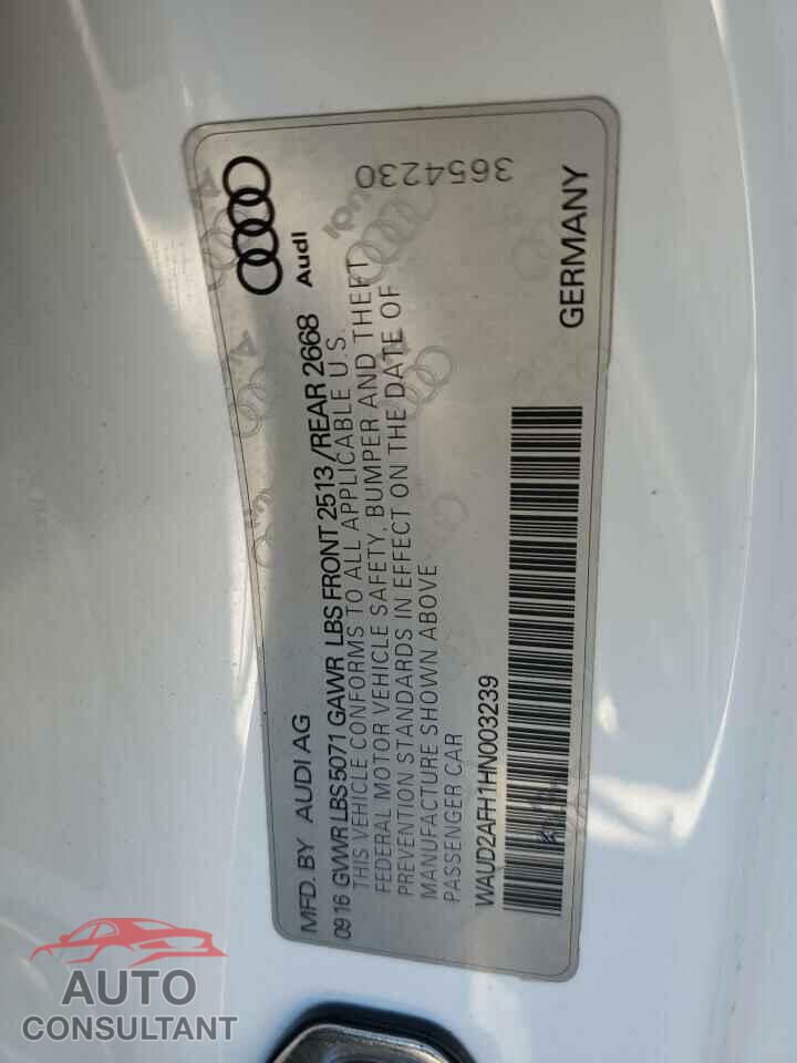 AUDI A5 2017 - WAUD2AFH1HN003239
