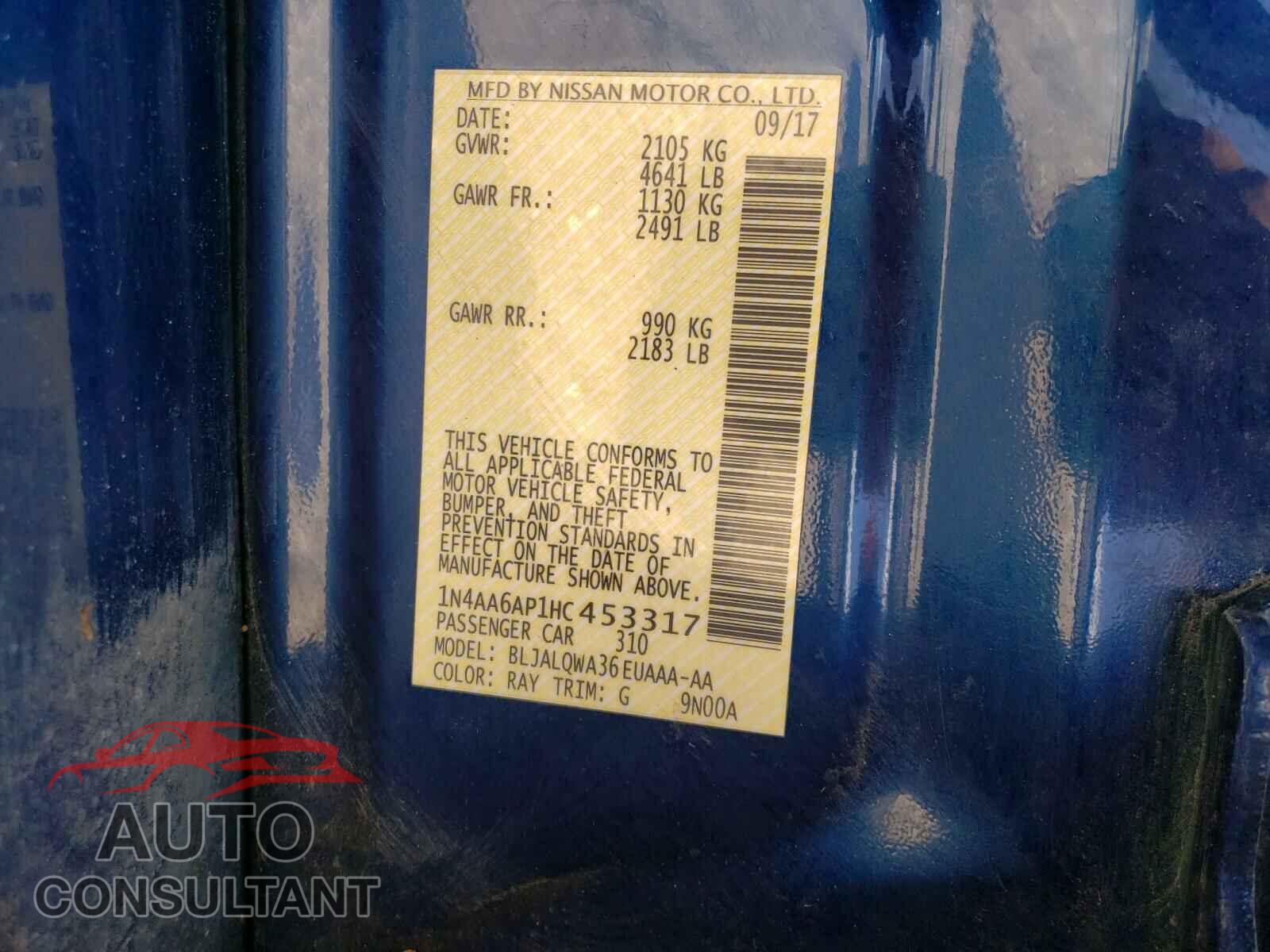 NISSAN MAXIMA 2017 - 1N4AA6AP1HC453317