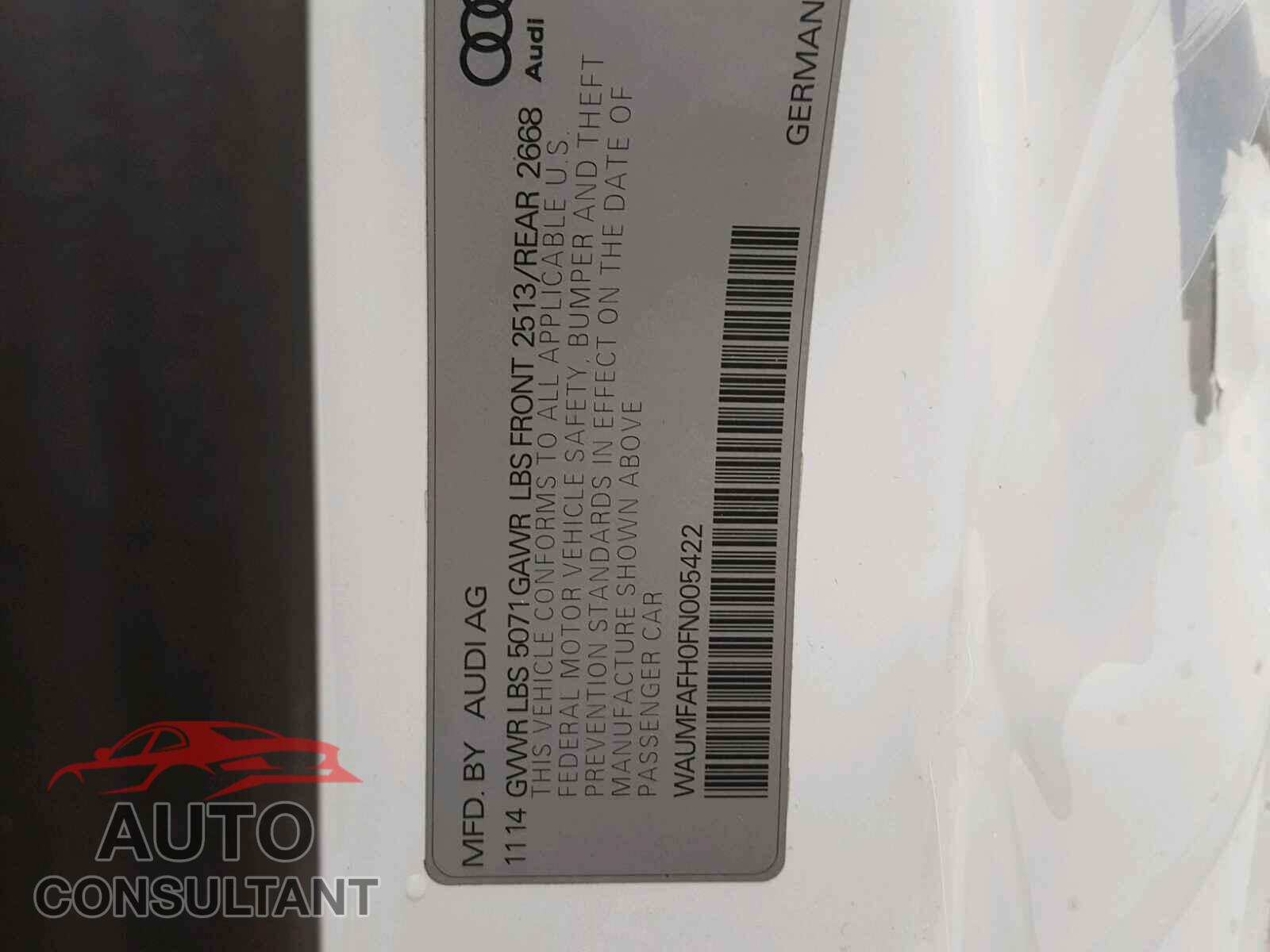 AUDI A5 PREMIUM PLUS 2015 - WAUMFAFH0FN005422
