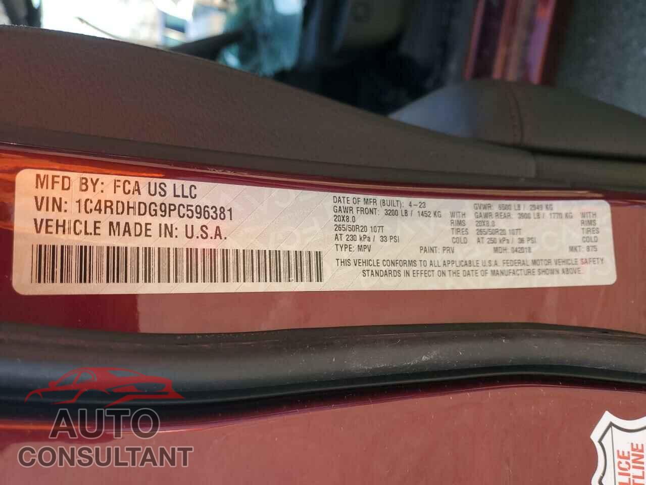 DODGE DURANGO 2023 - 1C4RDHDG9PC596381