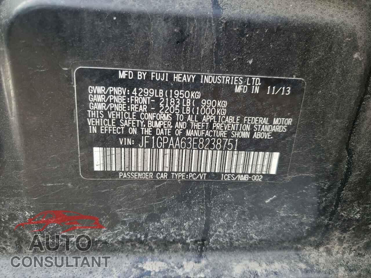 SUBARU IMPREZA 2014 - JF1GPAA63E8238751
