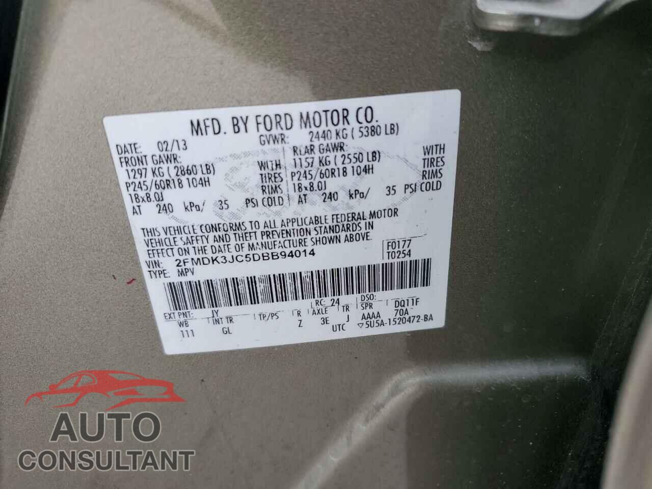 FORD EDGE 2013 - 2FMDK3JC5DBB94014