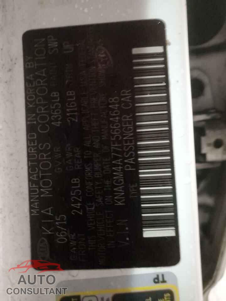 KIA OPTIMA 2015 - KNAGM4A77F5664648