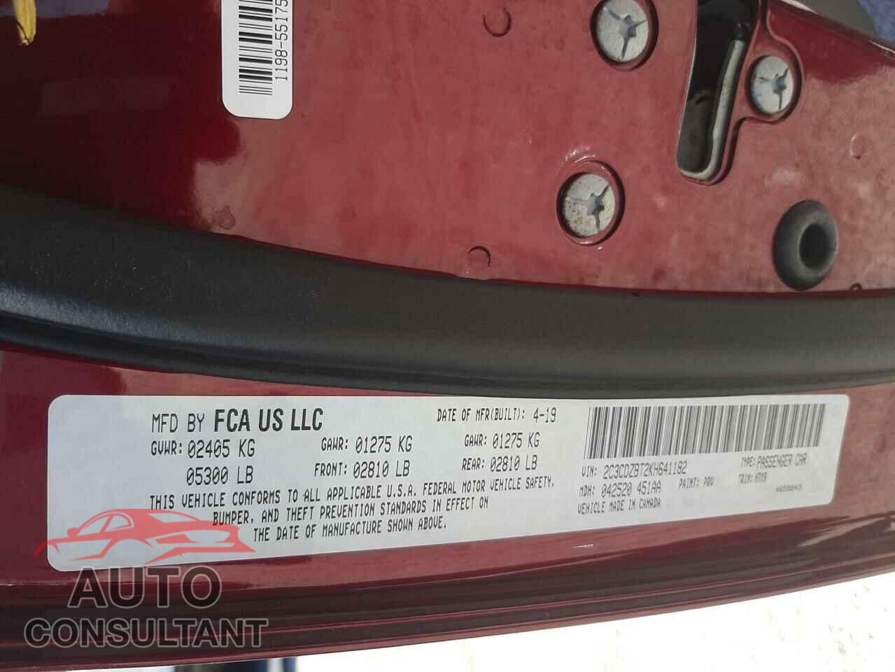 DODGE CHALLENGER 2019 - 2C3CDZBT2KH641182