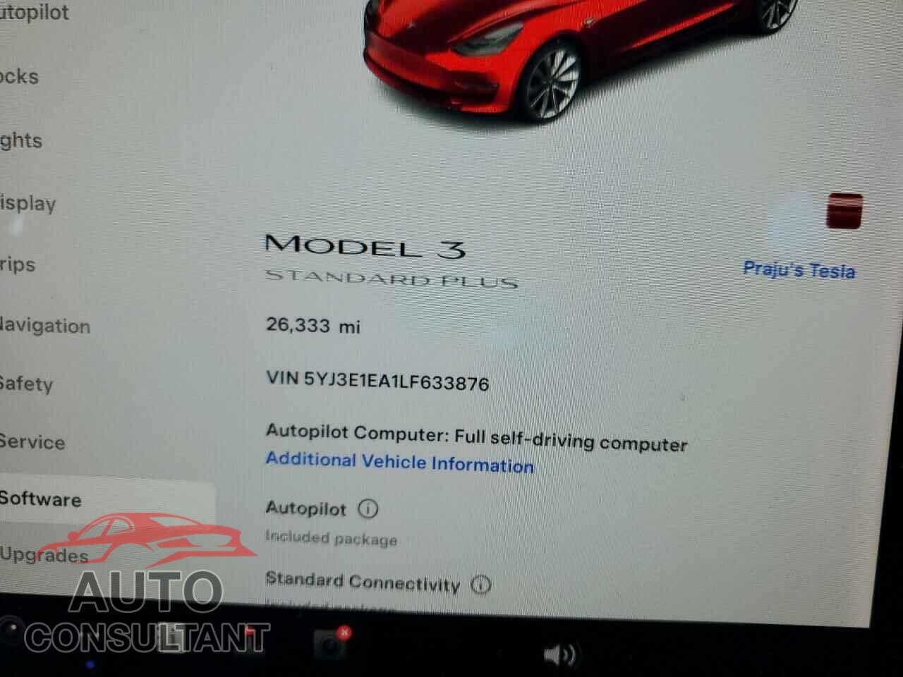 TESLA MODEL 3 2020 - 5YJ3E1EA1LF633876