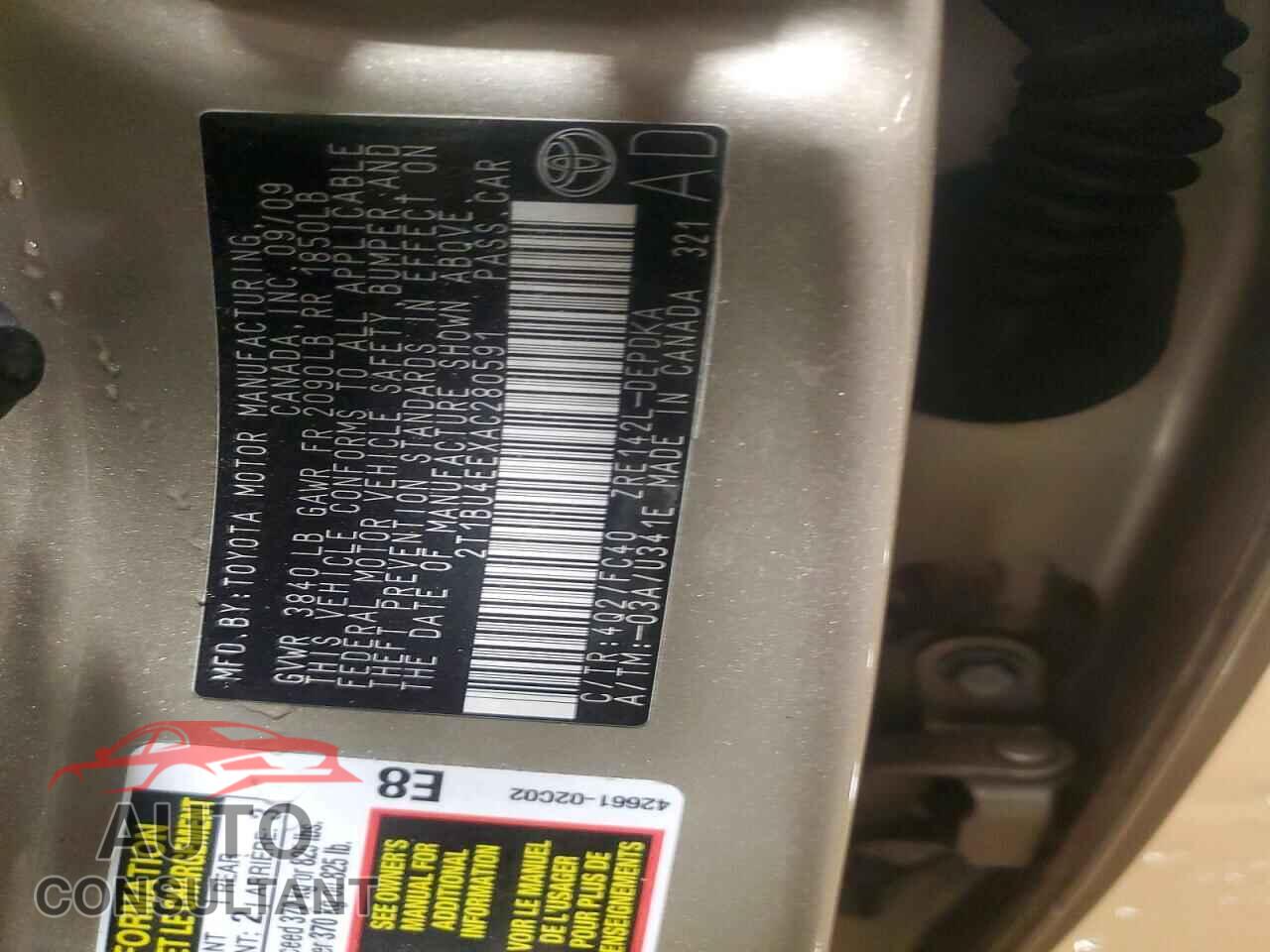 TOYOTA COROLLA 2010 - 2T1BU4EEXAC280591