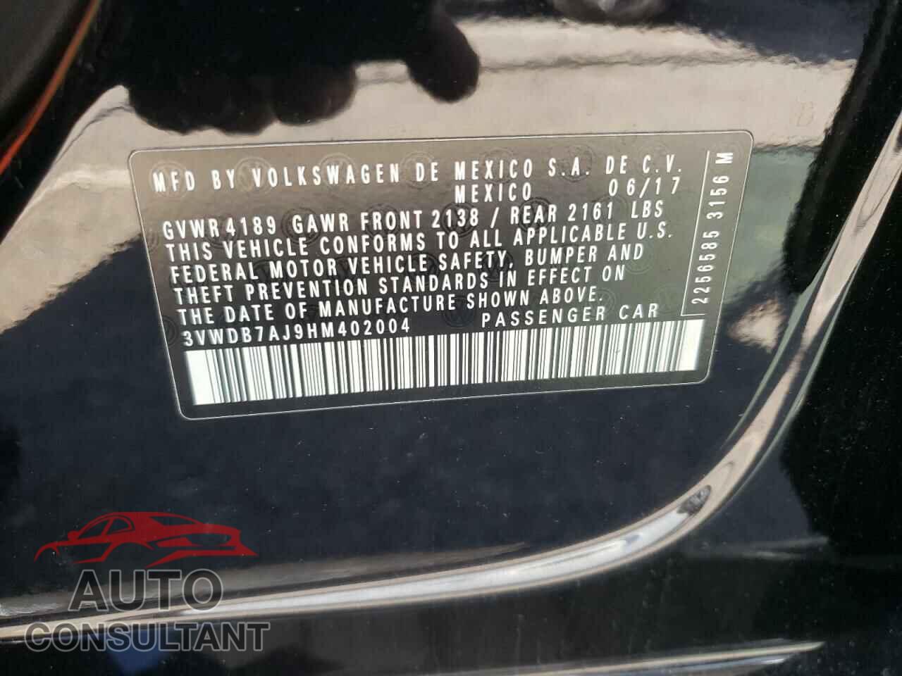 VOLKSWAGEN JETTA 2017 - 3VWDB7AJ9HM402004
