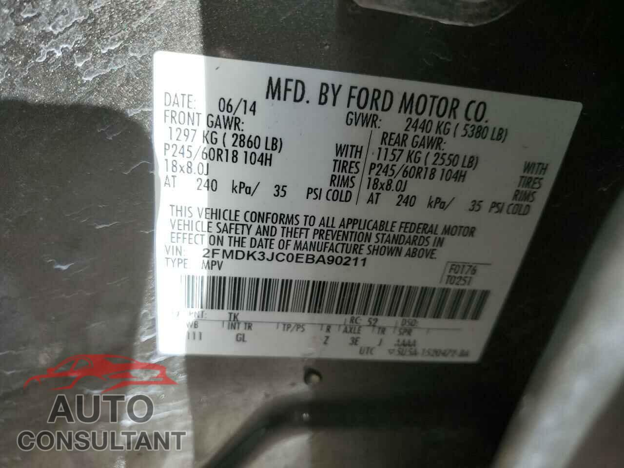FORD EDGE 2014 - 2FMDK3JC0EBA90211