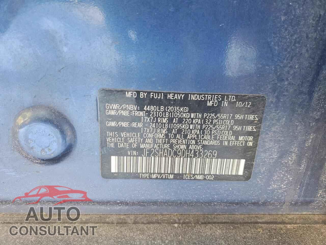 SUBARU FORESTER 2013 - JF2SHADC9DH433269