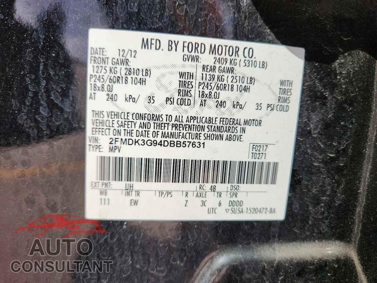 FORD EDGE 2013 - 2FMDK3G94DBB57631