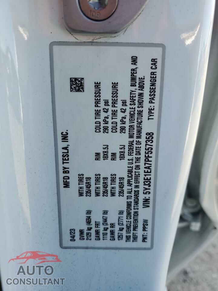 TESLA MODEL 3 2023 - 5YJ3E1EA7PF557358