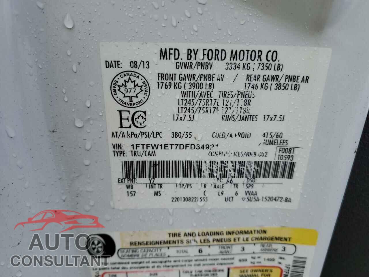FORD F-150 2013 - 1FTFW1ET7DFD34921