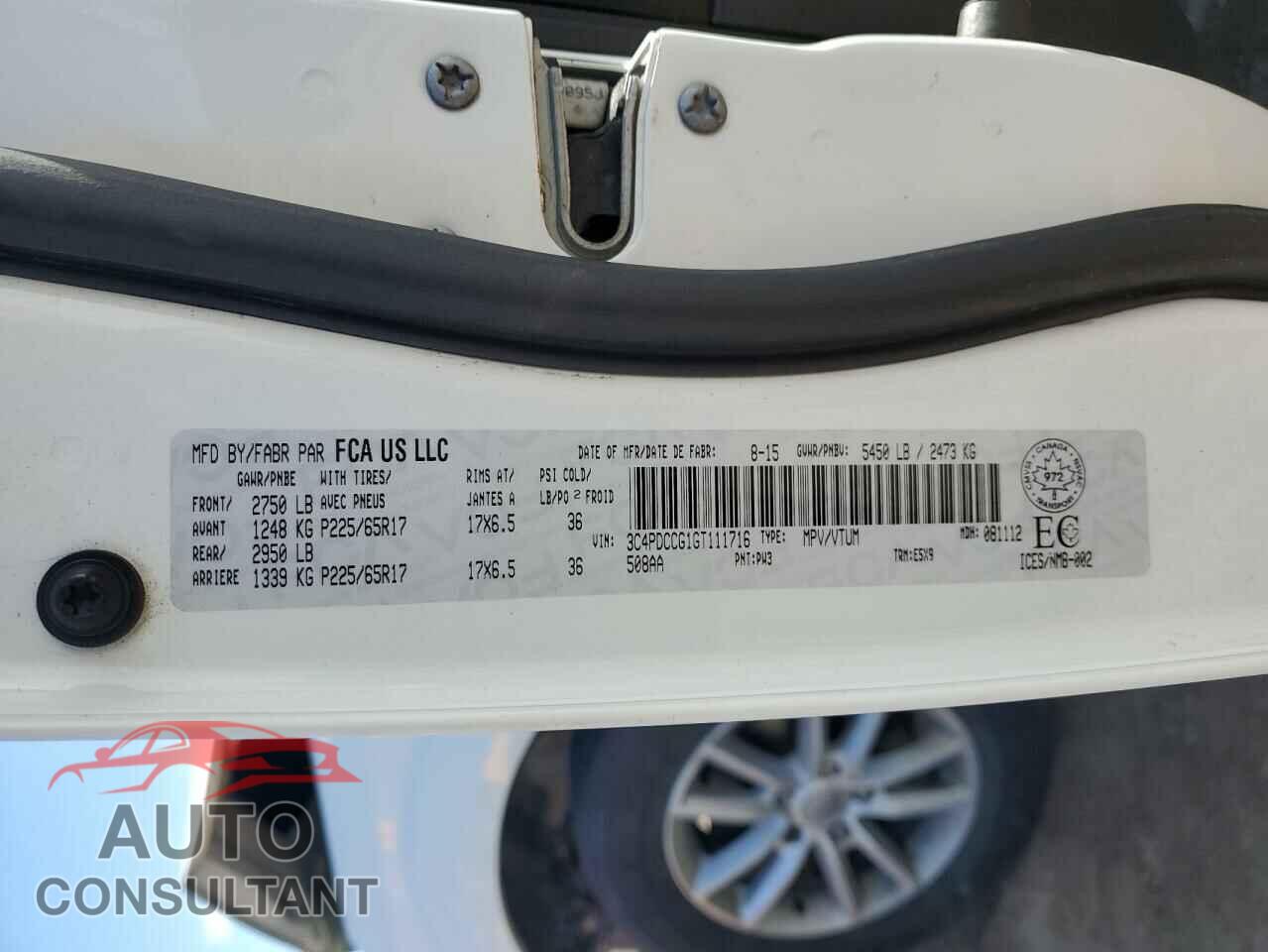 DODGE JOURNEY 2016 - 3C4PDCCG1GT111716