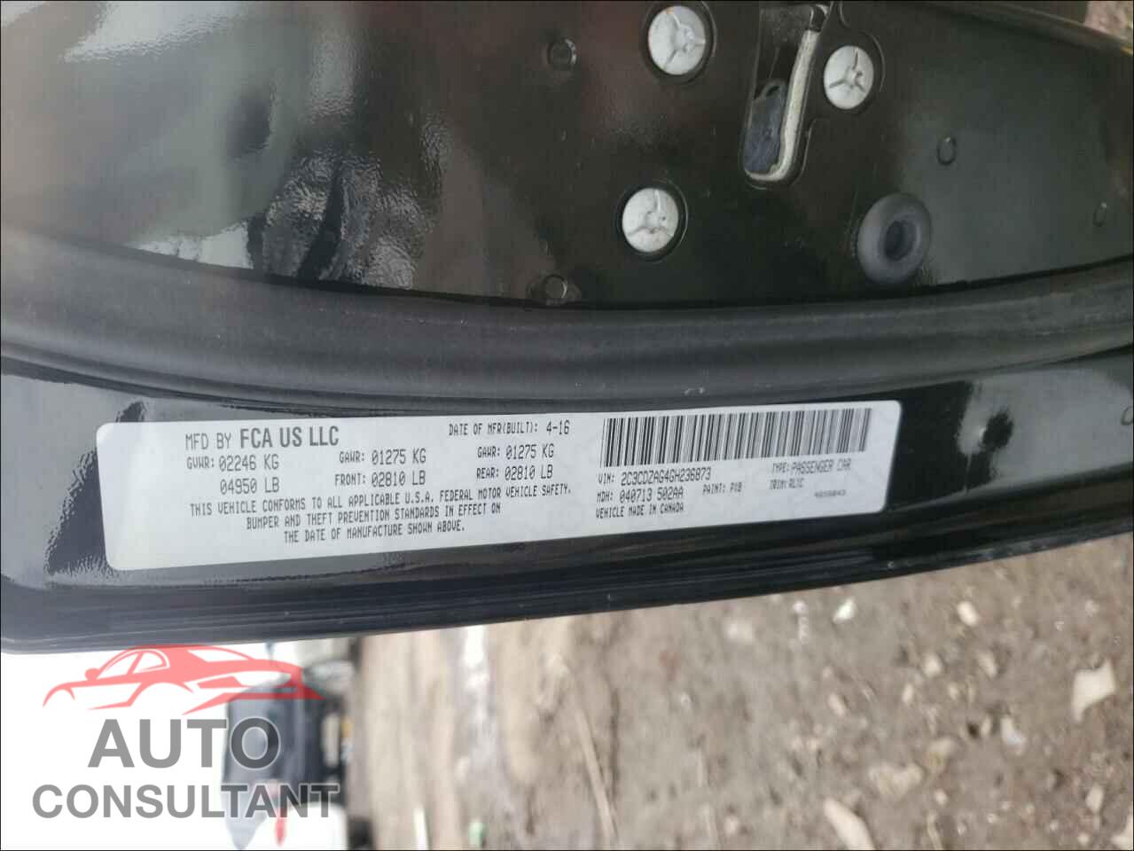 DODGE CHALLENGER 2016 - 2C3CDZAG4GH236873