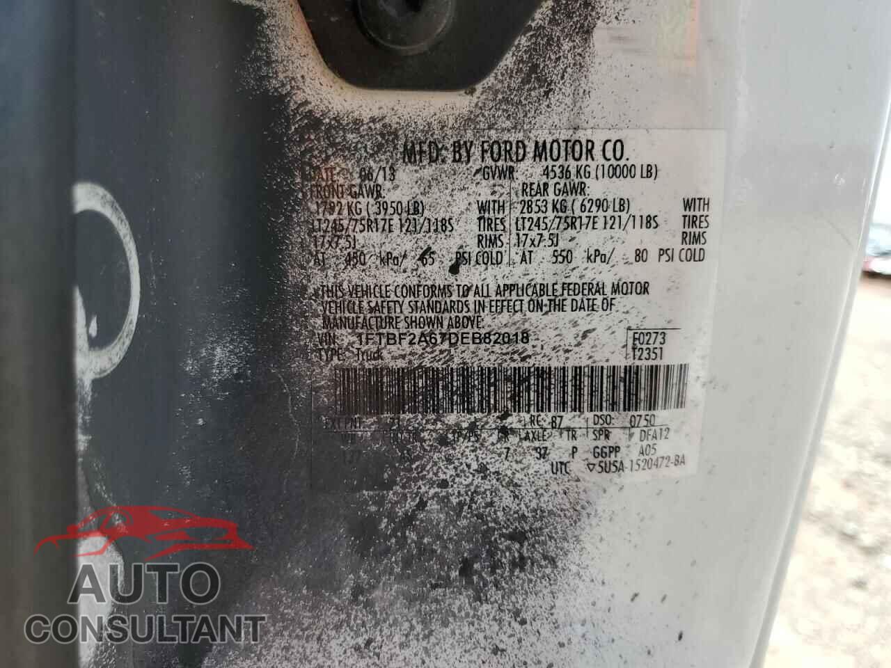 FORD F250 2013 - 1FTBF2A67DEB82018