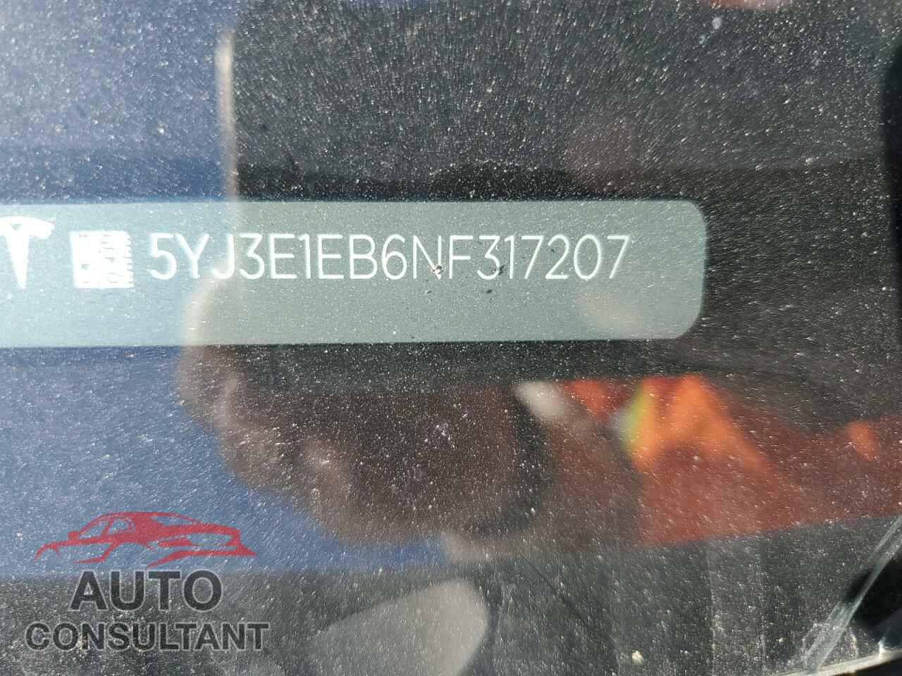 TESLA MODEL 3 2022 - 5YJ3E1EB6NF317207