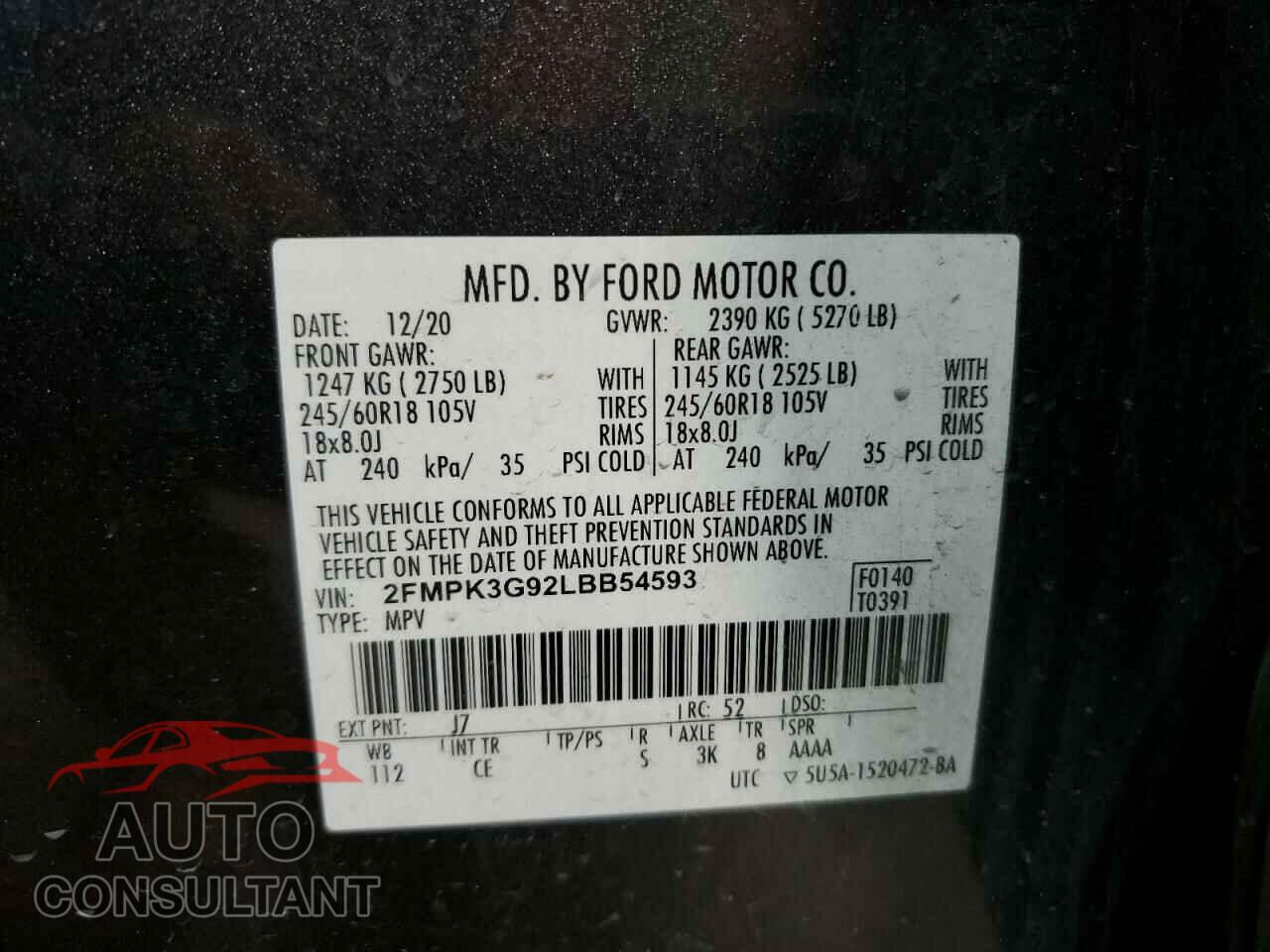 FORD EDGE 2020 - 2FMPK3G92LBB54593