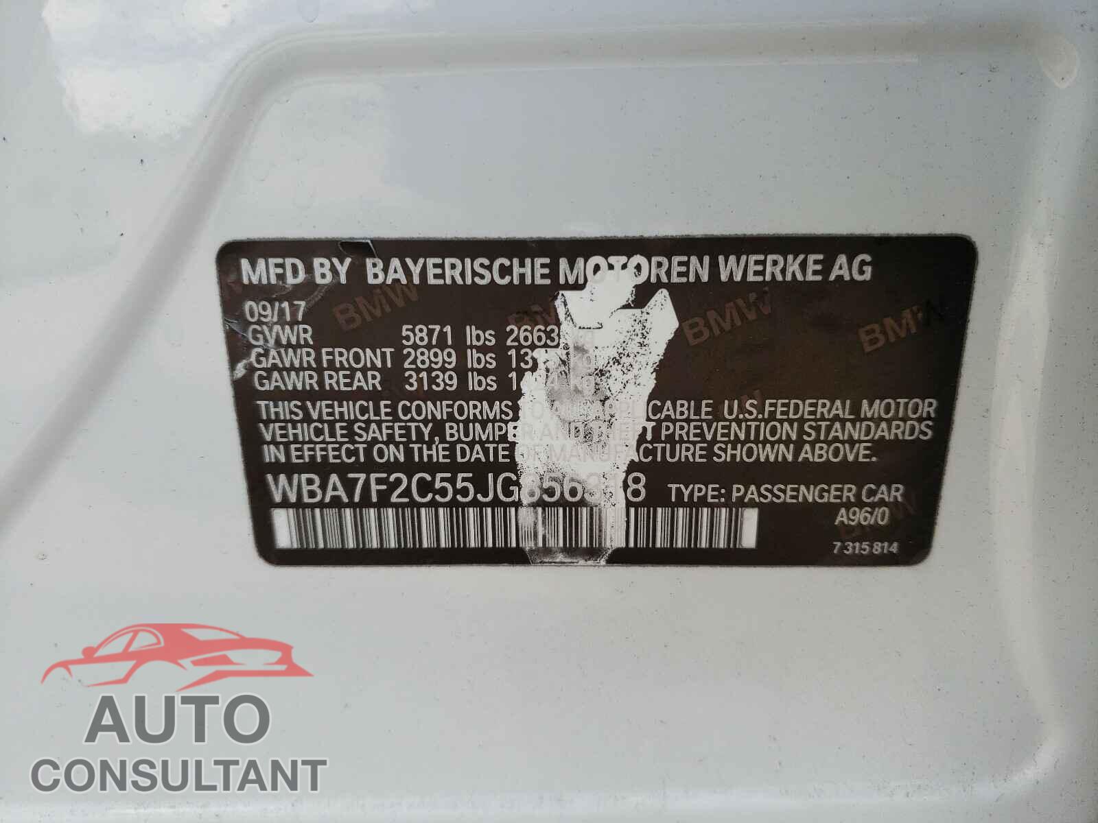 BMW 7 SERIES 2018 - WBA7F2C55JG856318