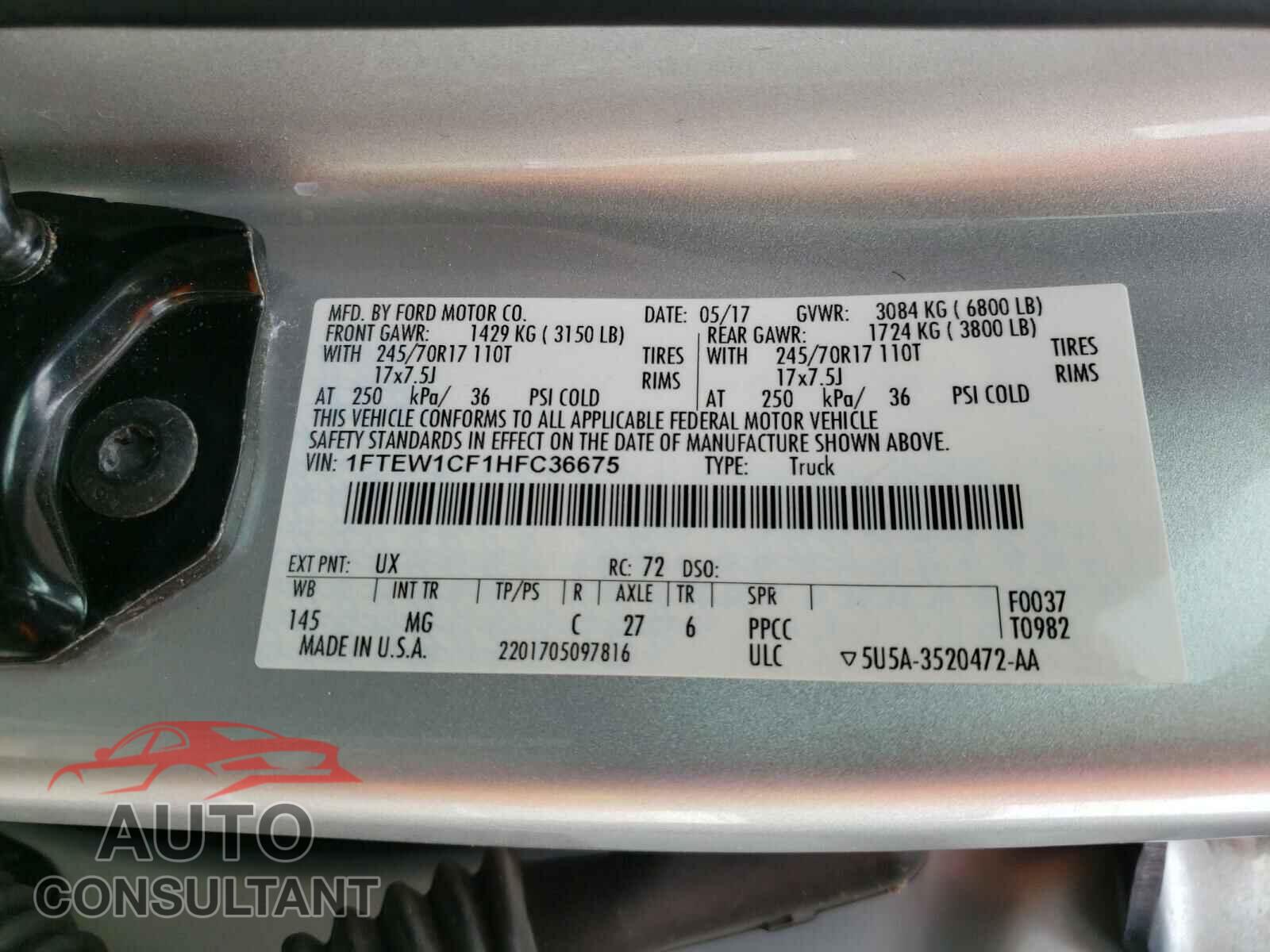 FORD F150 2017 - 1FTEW1CF1HFC36675