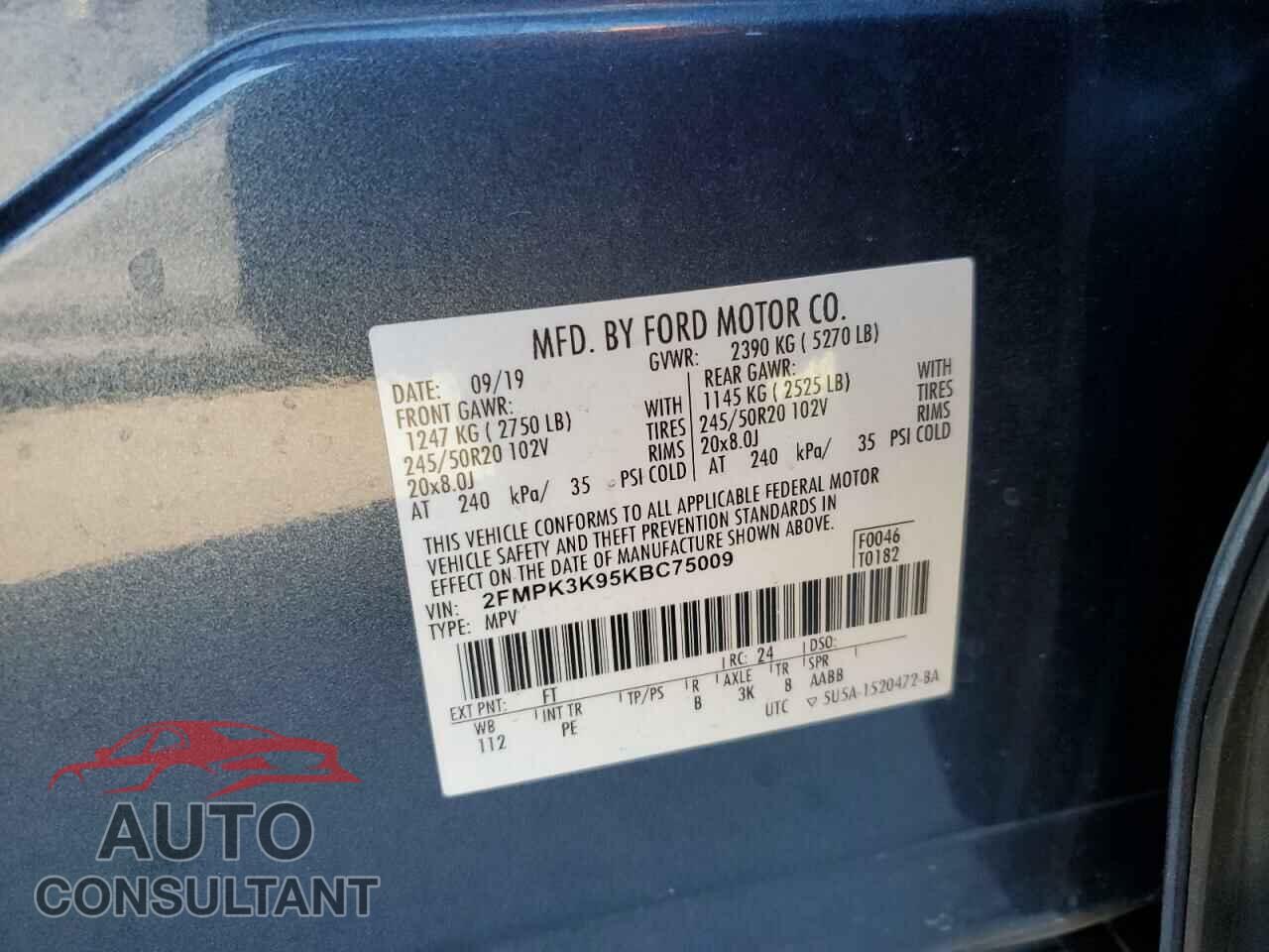 FORD EDGE 2019 - 2FMPK3K95KBC75009