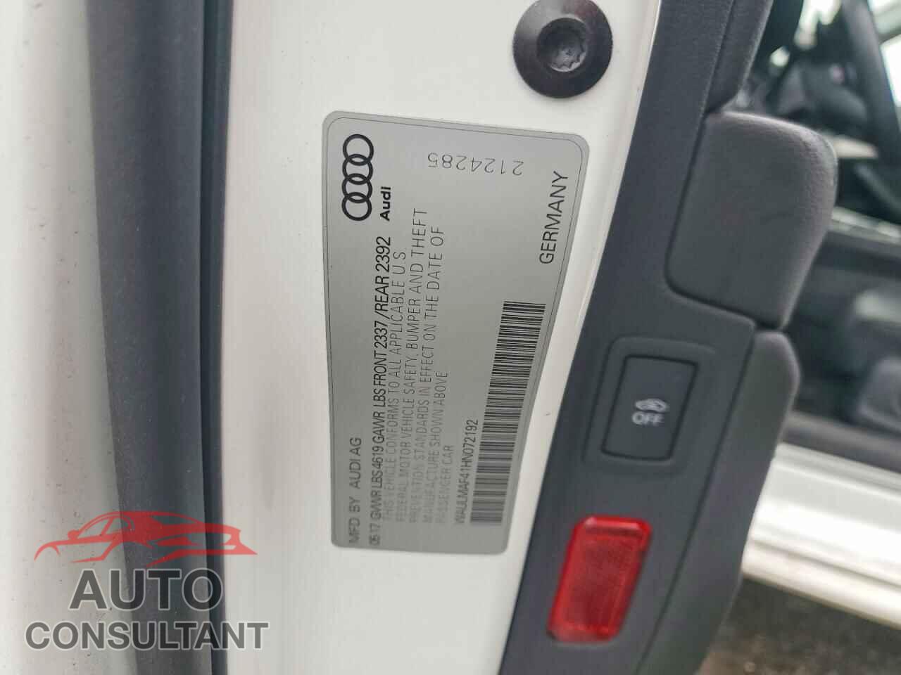 AUDI A4 2017 - WAULMAF41HN072192