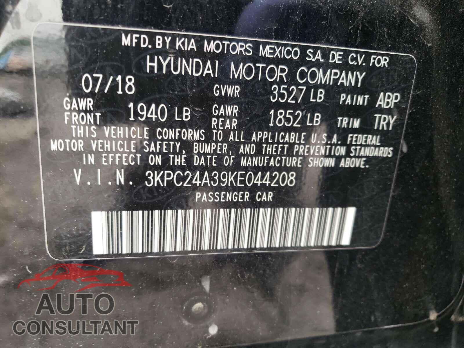 HYUNDAI ACCENT 2019 - 3KPC24A39KE044208