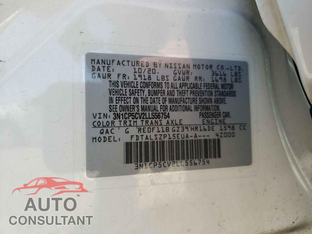 NISSAN KICKS 2020 - 3N1CP5CV2LL556754